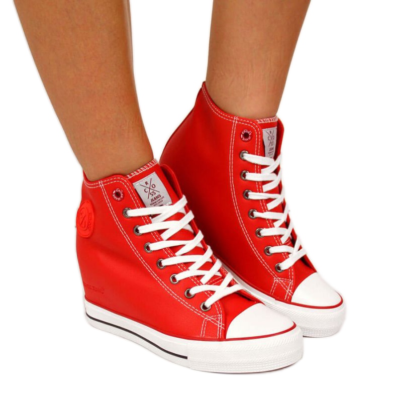 Tênis com cunha Cross Jeans W II2R4026C vermelho branco