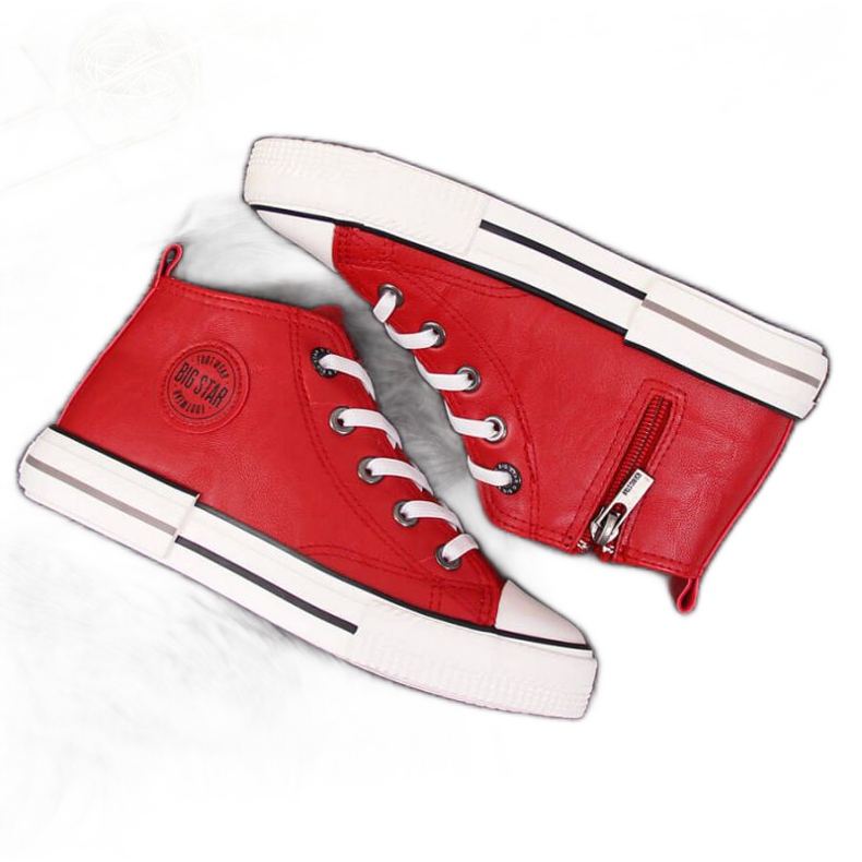 Tênis em couro ecológico Big Star Jr II374005 vermelho branco