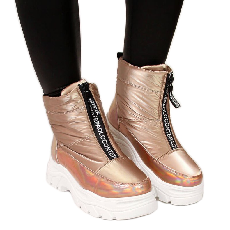 Botas de neve na plataforma holo dourada Vinceza W JAN46C dourado