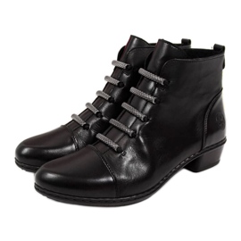 Botas de couro, salto alto, Rieker W Y0769 preto