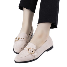 Mocassins bege com enfeite de Verreau dourado