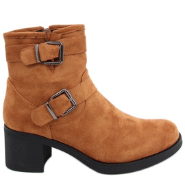 Botas de salto largo Teoo Camel marrom