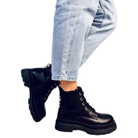 Botas amarradas com corrente Clumsy Black preto