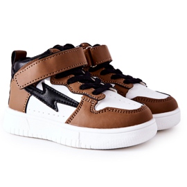 FR1 Calçado desportivo infantil, branco e castanho Bartnie marrom preto