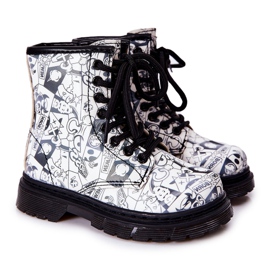 FR1 Botas aquecidas Dexie infantis em preto e branco com zíper