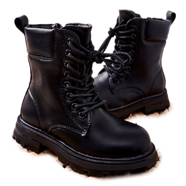FR1 Botas pretas clássicas infantis com zíper Clarika preto