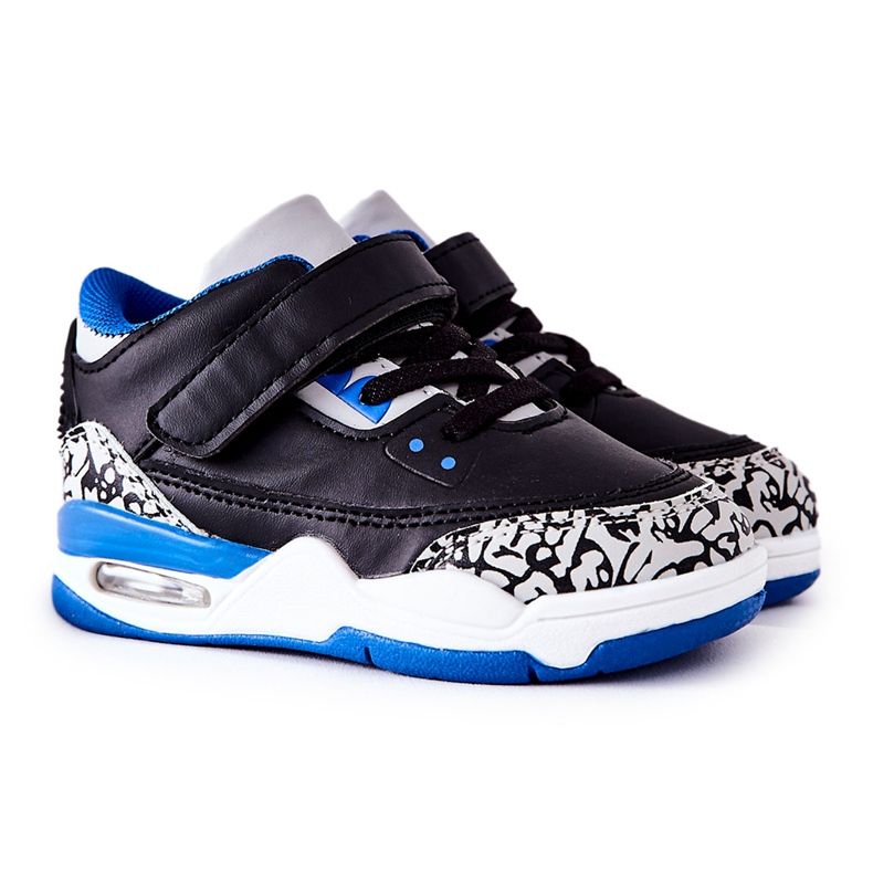 FR1 Sapatos esportivos infantis de linho preto e azul branco