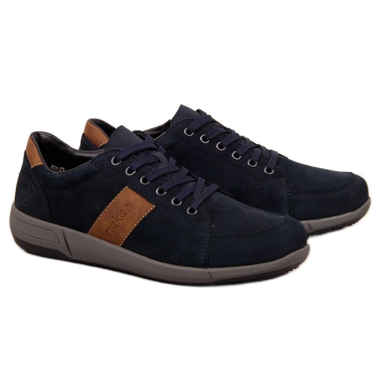 Sapatos casuais de couro Rieker B0910 M azul marinho