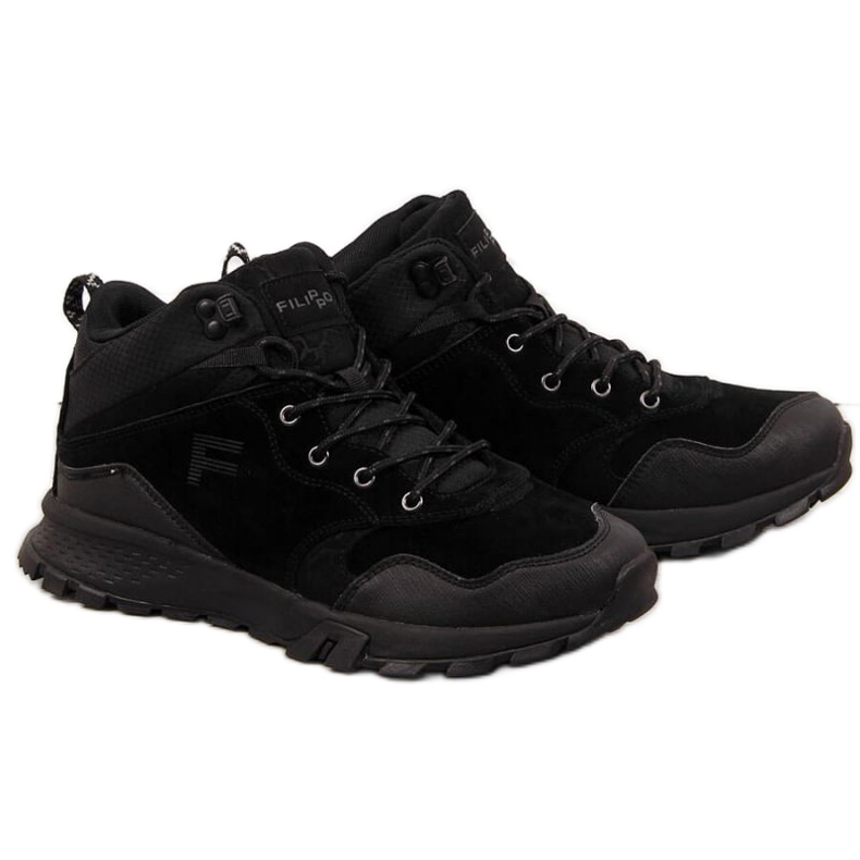 Botas de couro masculinas para caminhada Filippo M PAW294A pretas preto