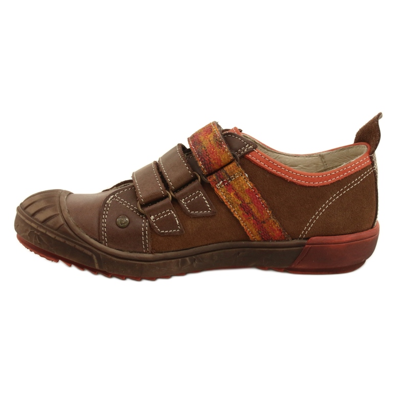 Sapatos de couro com Velcro Bartek 28764-70Q marrom castanho laranja