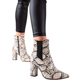Marquiz Botas com estampa de cobra estilosa bege