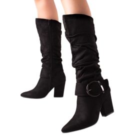 Super Me Botas Elegantes Com Fivela preto