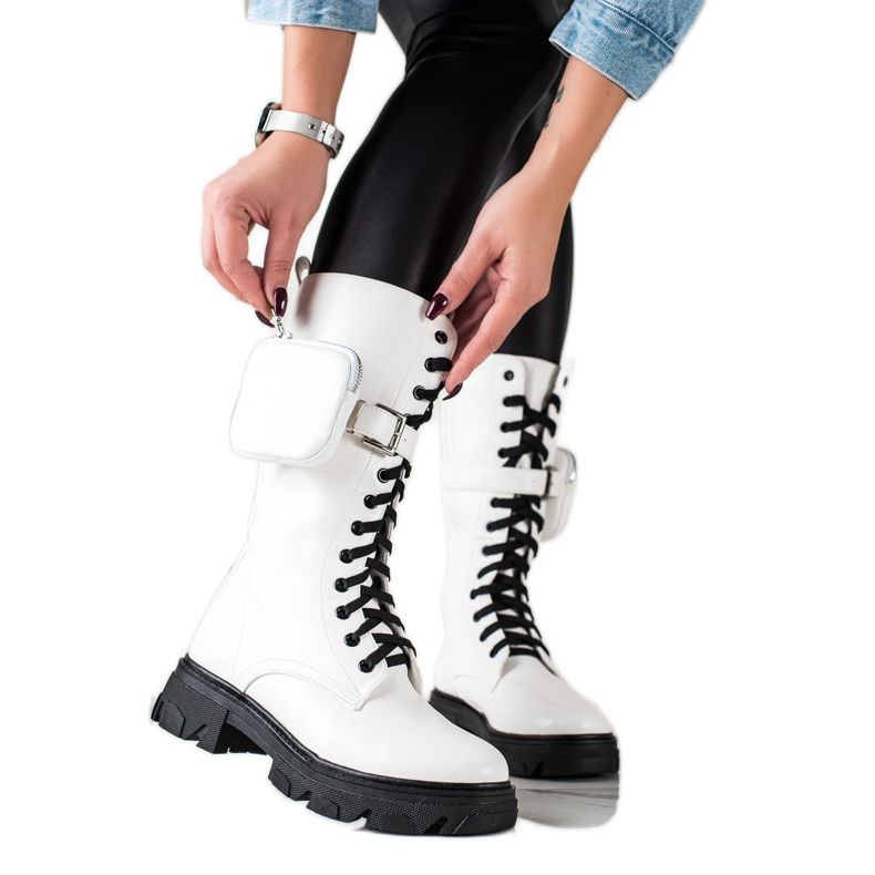 TRENDI Botas brancas na plataforma branco