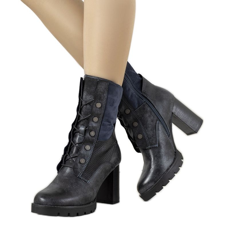 Botins azul marinho no poste Alvarado bege