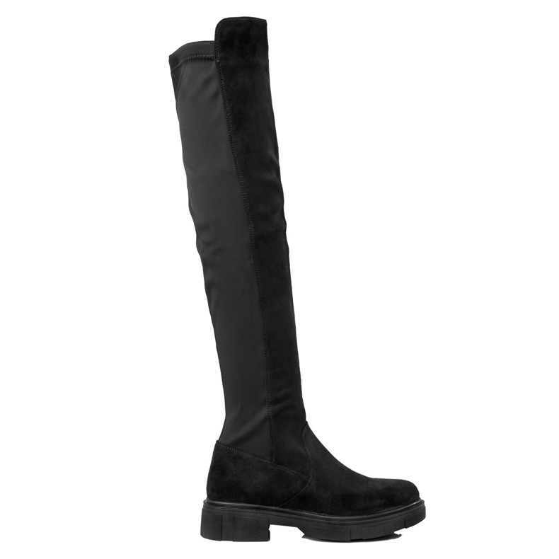 TRENDI Botas de coxa na plataforma preto