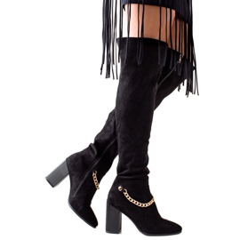 Goodin Botas de camurça na altura da coxa com corrente preto