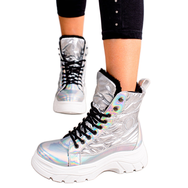 Botas prateadas na plataforma VINCEZA prata