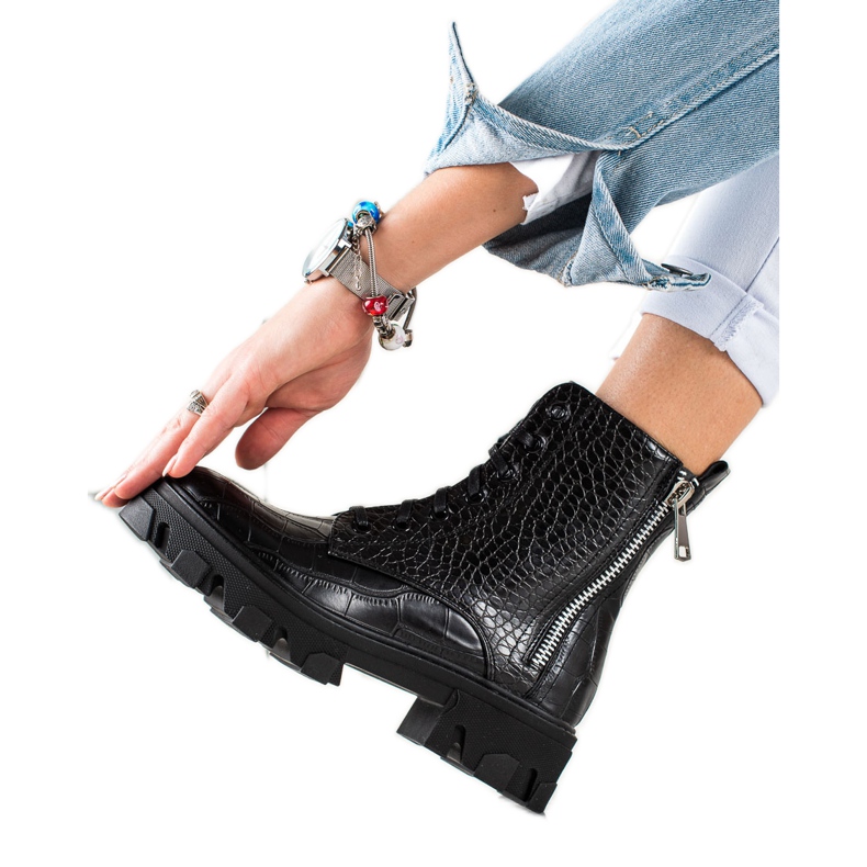 TRENDI Trabalhadores com zíper decorativo preto