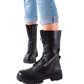 Botas Com Zíper Decorativo Por Sergio Leone preto