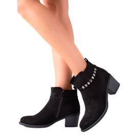 TRENDI Botas de camurça com cinto decorativo preto TRENDI Botas de camurça com cinto decorativo preto