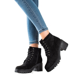 TRENDI Botas de amarrar confortáveis preto