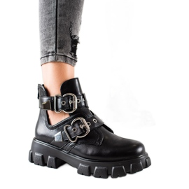Bestelle Botas com plataforma com fivelas preto