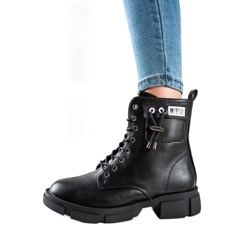 Goodin Bolsas pretas com cadarço com enfeite preto