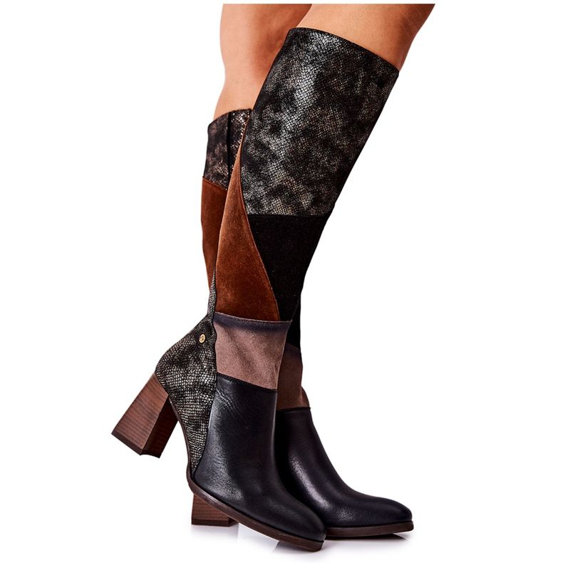 Botas Maciejka Marrom Com Zíper 05240-02 castanho preto