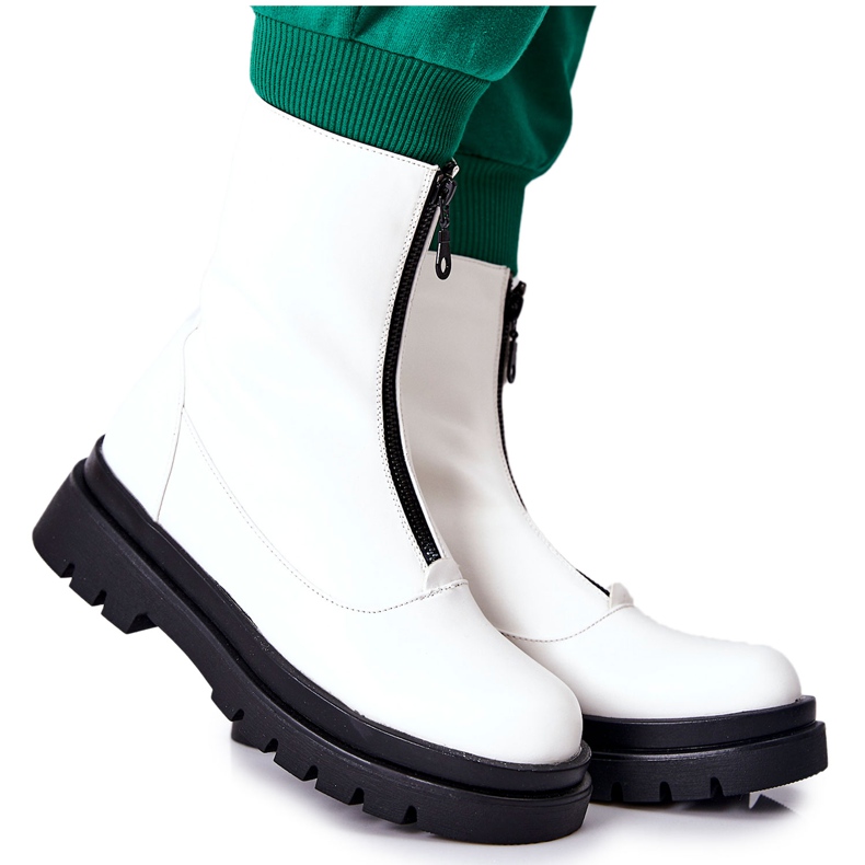 PE1 Botas femininas com zíper White Tierra branco