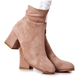 PE1 Botas femininas camurça bege Merducio cáqui