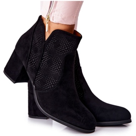 PE1 Botas de camurça pretas no salto Elisea preto