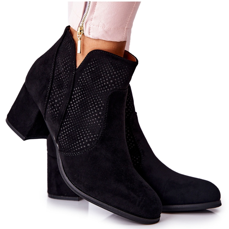 PE1 Botas de camurça pretas no salto Elisea preto