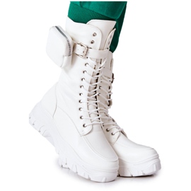 Botas com plataforma Issanti brancas com rim branco Botas com plataforma Issanti brancas com rim branco
