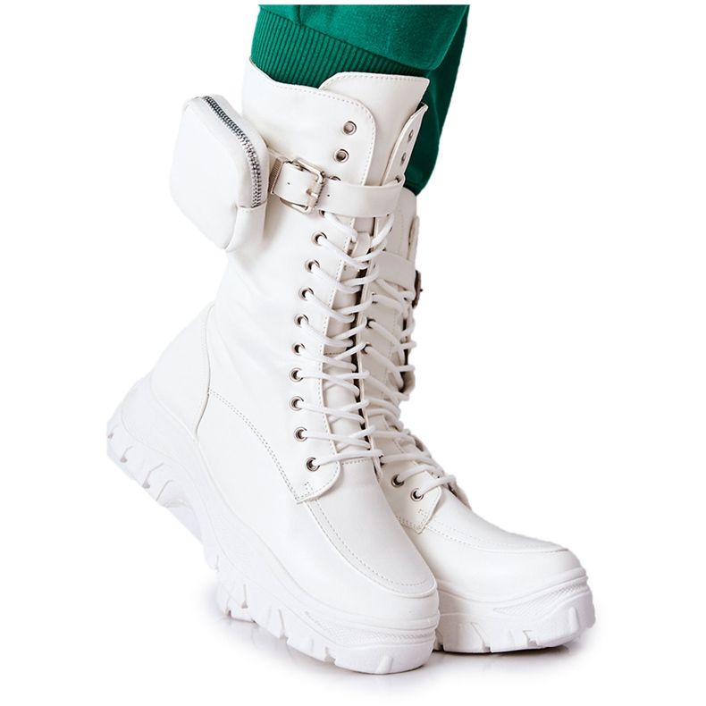 Botas com plataforma Issanti brancas com rim branco