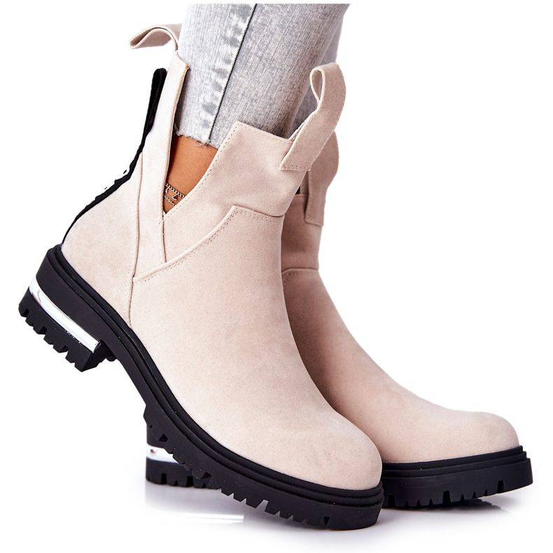 PS1 Botas Quentes Botas Jodhpur Com zíper Beige My Way bege