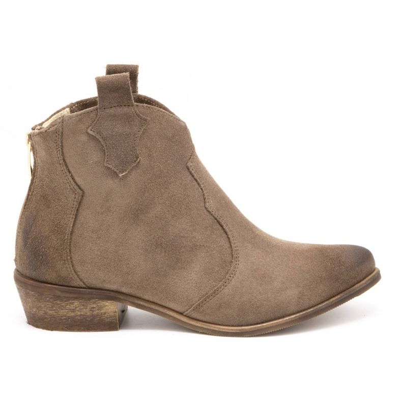 Exquisite Botas femininas de couro 1128EX amêndoa bege