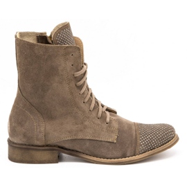 Exquisite Botas de couro femininas com lantejoulas bege 1259EX Exquisite Botas de couro femininas com lantejoulas bege 1259EX