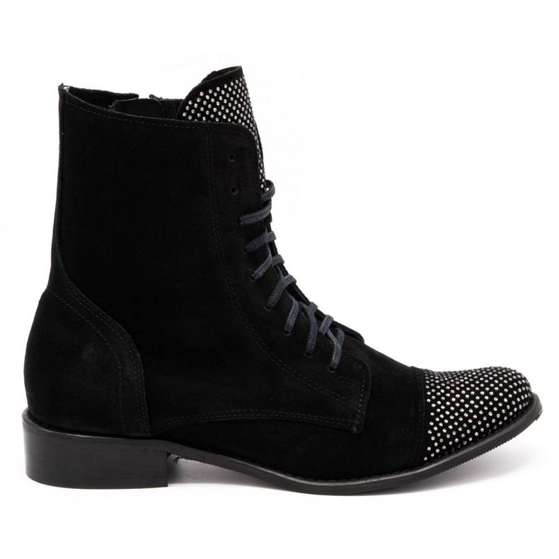 Exquisite Botas de couro femininas com lantejoulas 1259EX pretas preto