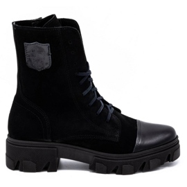 Exquisite Botas de couro para mulheres 1268EX pretas preto