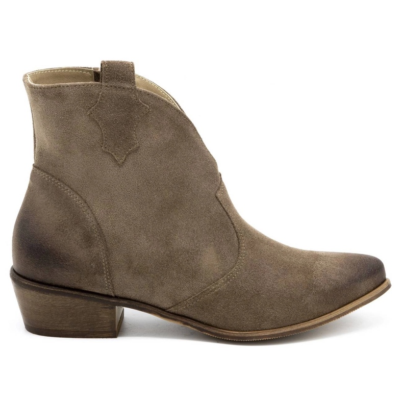 Exquisite Botas femininas de couro 1137 bege escuro