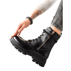 Sixth Sense Traper de botas pretas com couro ecológico preto Sixth Sense Traper de botas pretas com couro ecológico preto