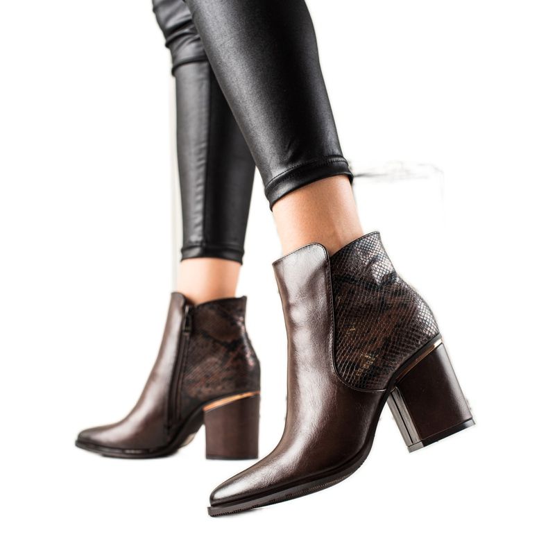 W. Potocki Botas com encarte de Potocki com estampa de cobra castanho