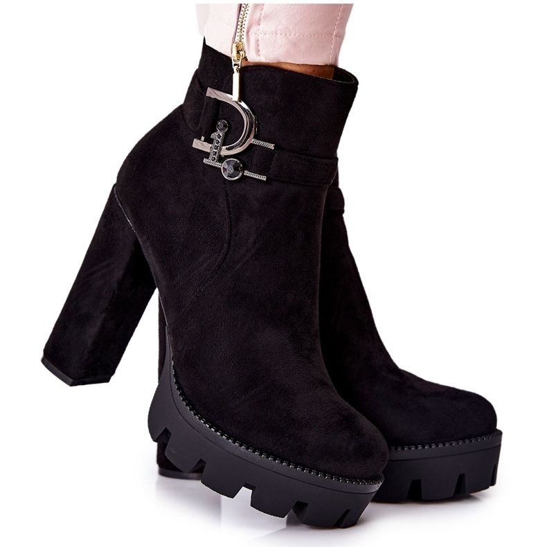 Botas de camurça com salto alto Black Dianne preto
