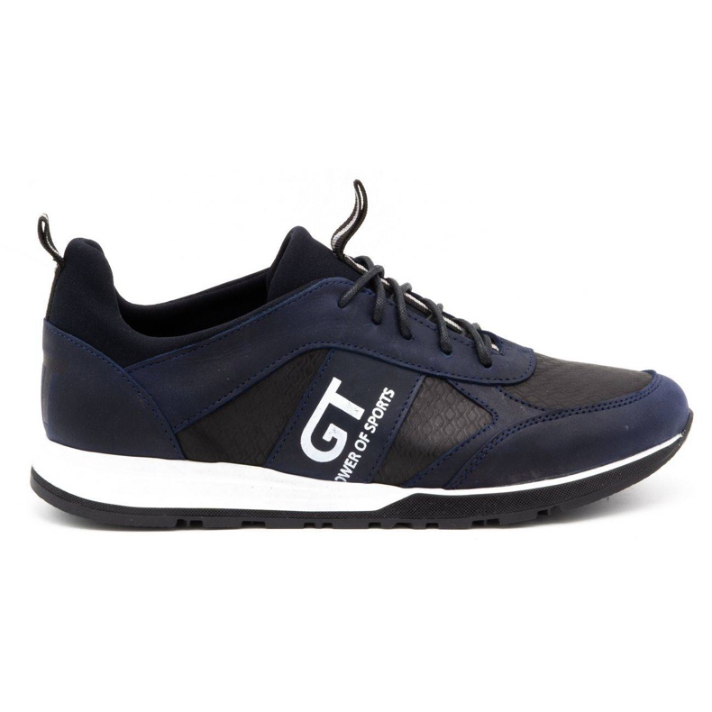 Polbut Sapatos casuais esportivos masculinos de couro 2111PLB, azul marinho