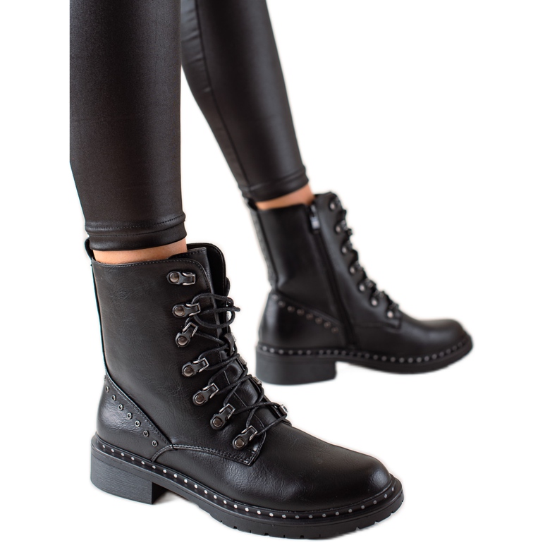 Super Me Caçadores casuais feitos de couro ecológico preto