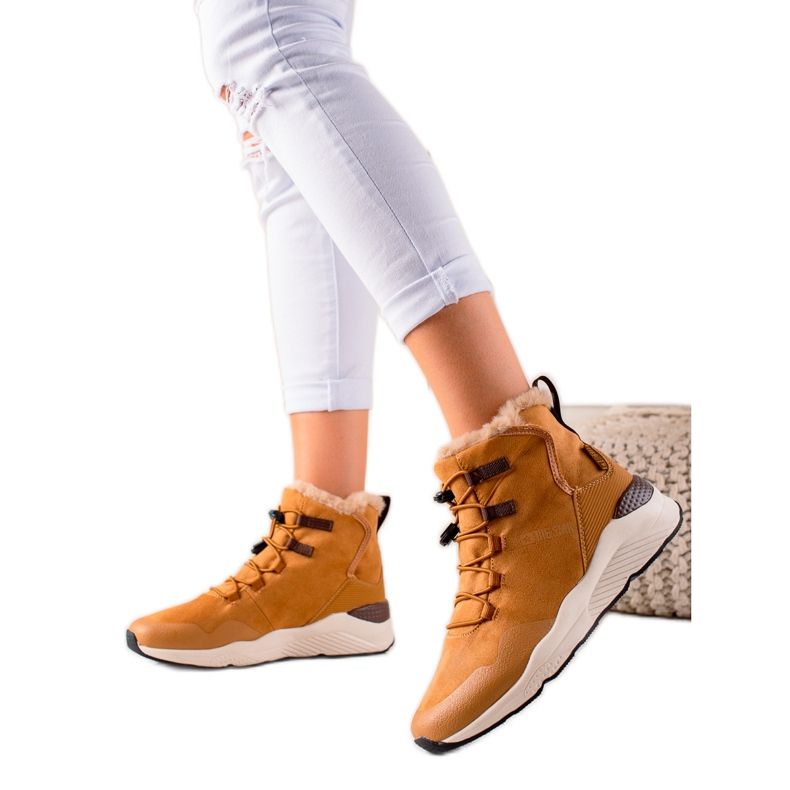 Botas de neve femininas Big Star II274262 castanho amarelo