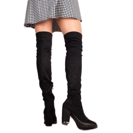 TRENDI Botas altas de camurça preto TRENDI Botas altas de camurça preto