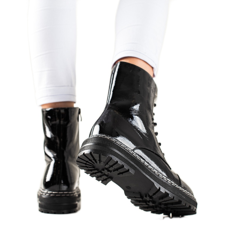 Botas lacadas da moda preto