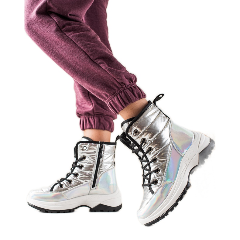 TRENDI Botas de neve com efeito holo prata TRENDI Botas de neve com efeito holo prata