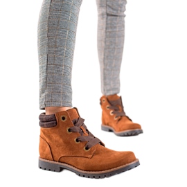 TRENDI Botas caçamba de camurça marrom